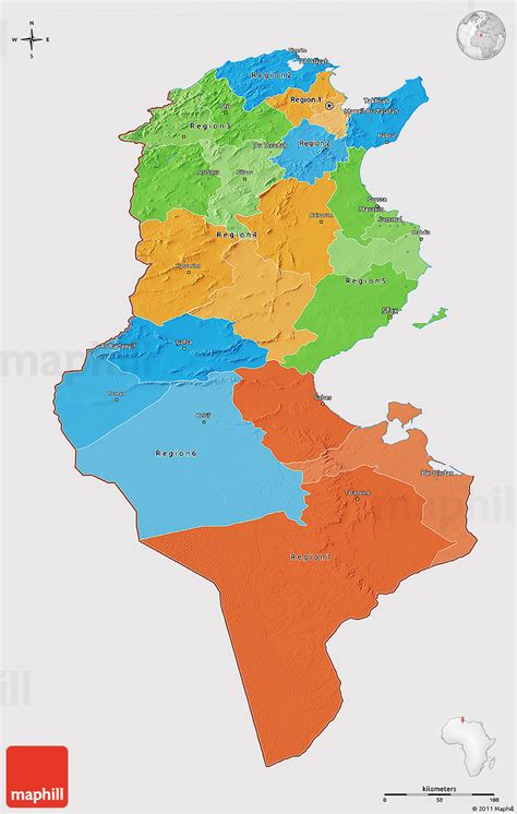 Tunisia Elevation Map