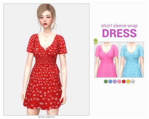 Maxis Match Cc World Wrap Dress Sims 4 Clothing Dresses