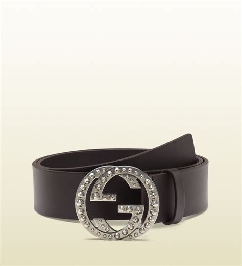 Get the best deals on gucci belts for women. Lyst - Gucci Brown Leather Belt with Studded Interlocking ...