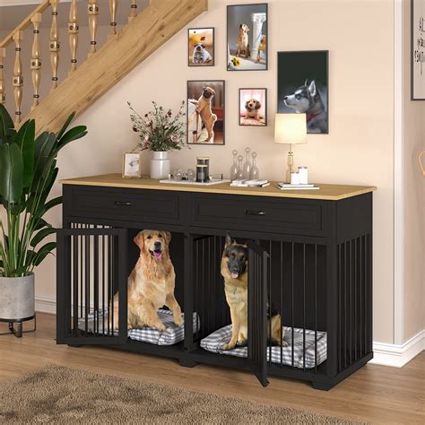 Buy Dog Crate Furniturewooden Cage With Room Divider And 2 Drawer