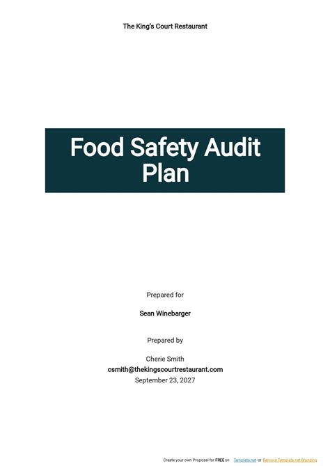 Food Safety Audit Checklist