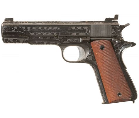 Engraved Colt Model 1911a1 Semi Automatic Pistol