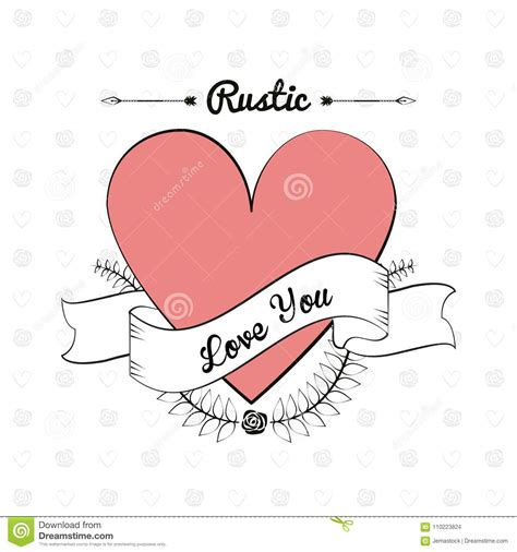 Rustic Card Material Decorative Heart Image Stock Vector