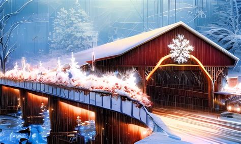 Christmas Covered Bridge Digital Art By Beverly Read Pixels