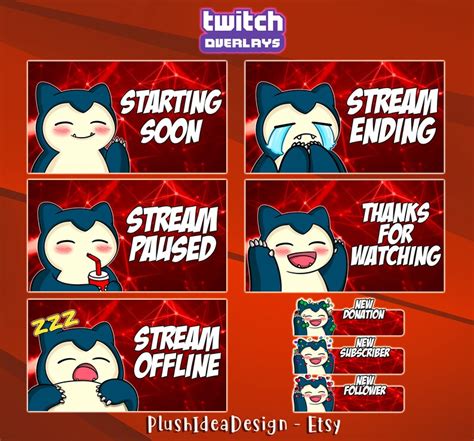Twitch Screens Alerts And Overlays Pack Snorlax Pokemon Etsy Australia
