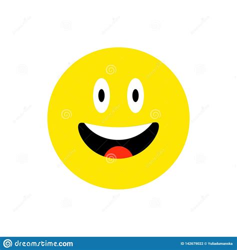 Happy Face Smiling Emoji With Open Mouth. Funny Smile Flat Style. Cute ...