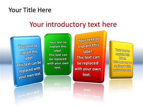 Powerpoint Slide Diagram Text Box 3d Multicolor 4 Text Boxes