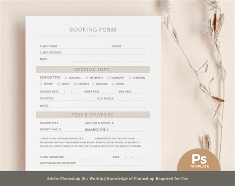 Client Booking Form Template For Photographers Photography Etsy