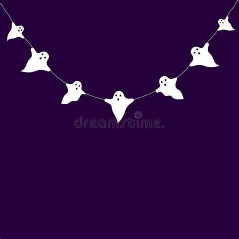 Happy Halloween With Hanging Ornament Flying Ghost Spirits Stock Vector