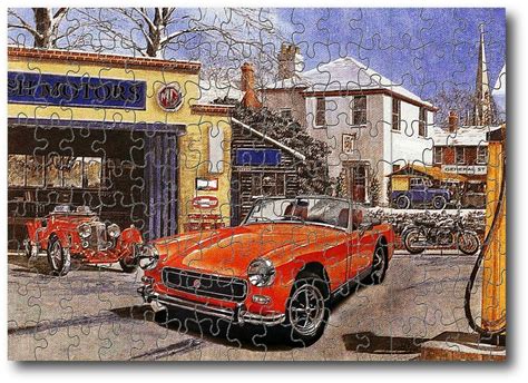 Jigsaw Puzzle Mg Classic Car And Retro Village Garage 150 Pieces New By