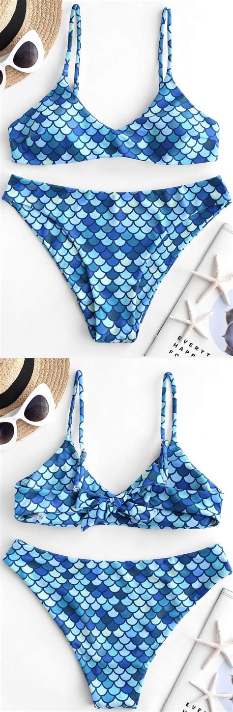 Zaful Tie Back Mermaid Cami Bikini Swimwear