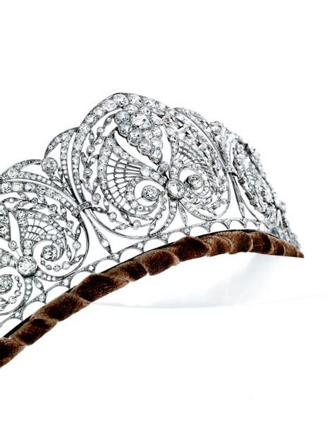 Great Close Up Of A Diamond Belle Epoque Tiara With Multiple Fan Motifs