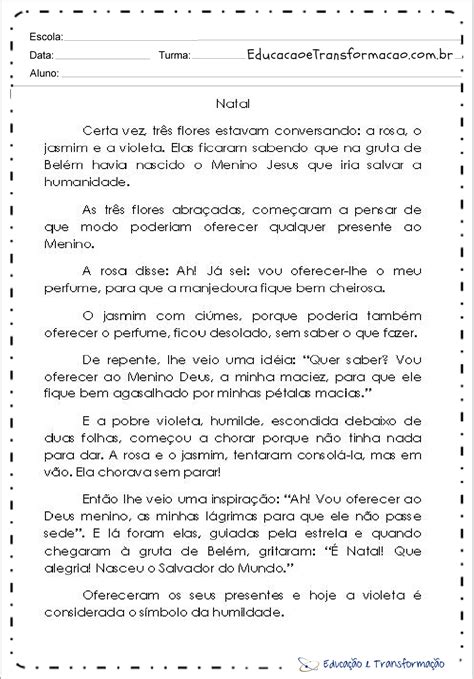 Atividades De Natal 4 Ano Do Ensino Fundamental Interpretação De Texto