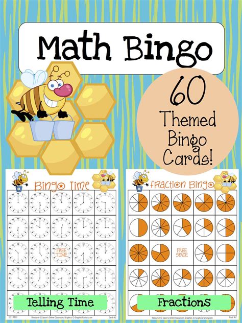 Math Bingo Games Fractions And Time Math Bingo Math Bundle Math