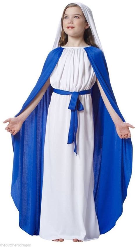 Details About Girls Childs Virgin Mary Costume Nativity Christmas