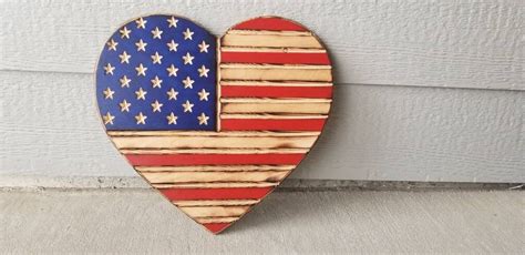 Heart Shaped American Flag Etsy