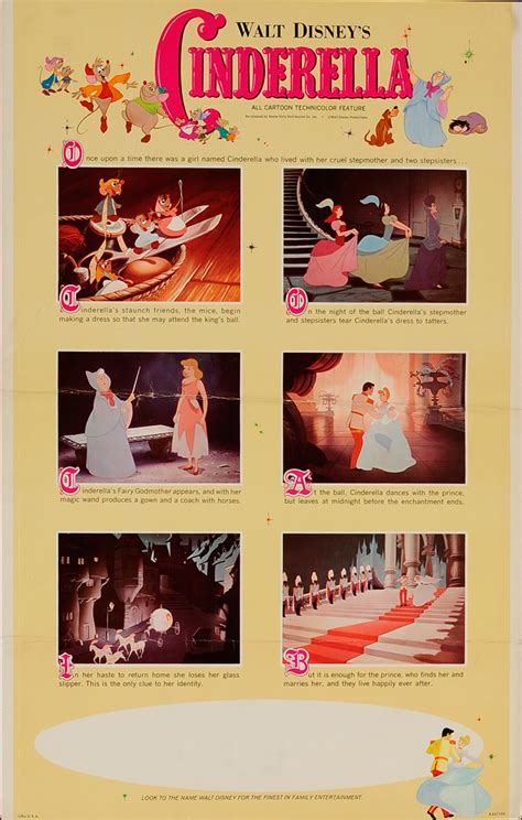 Cinderella Original Vintage 1956rr Walt Disney Movie Poster Original