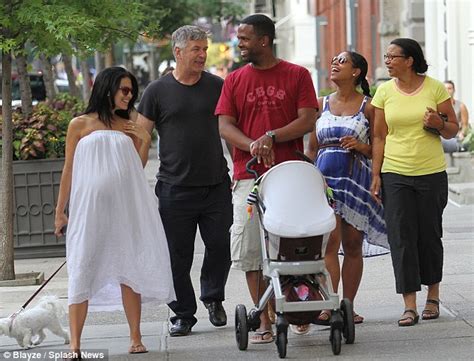 Heavily Pregnant Hilaria Baldwin Fits In A Workout As Husband Alec Makes Sure To Stay Close