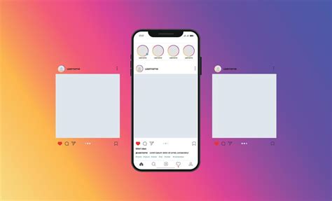 Instagram Carousel Or Slide Pages Interface Vector Mockup With Three