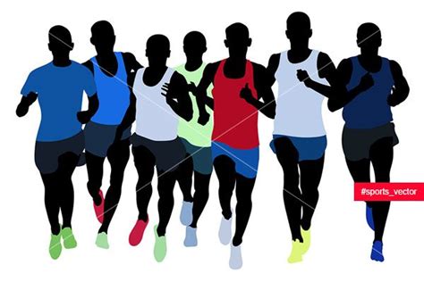 group runners athletes middle distance running athlete downloadable art stock illustration