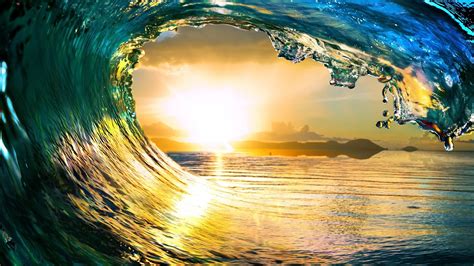 Ocean Waves Sunset Nature Wallpapers Free Computer