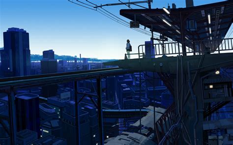 Anime Rooftop City Wallpapers Wallpaper Cave