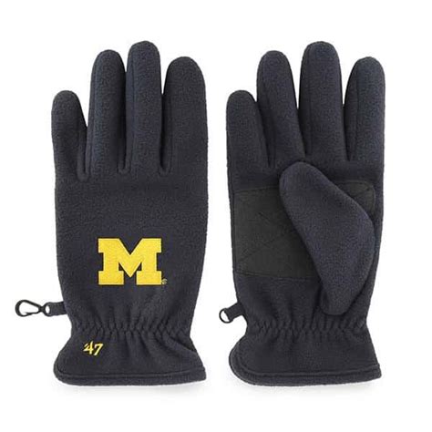 Michigan Wolverines Mens 47 Brand Navy Fleece Gloves Fleece Gloves