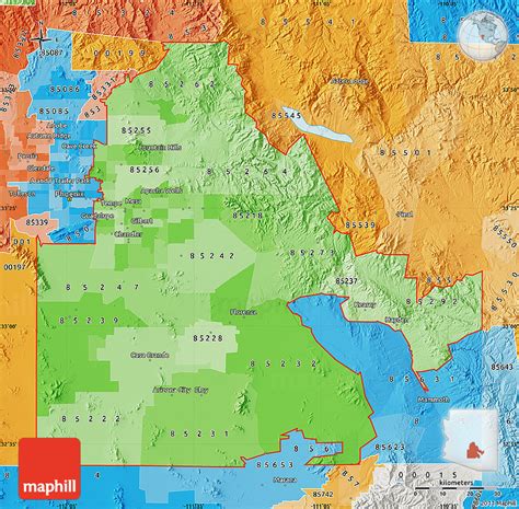 Political Shades Map Of Zip Codes Starting With 852