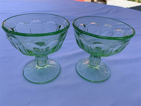 Rare Hazel Atlas Glass Co Green Depression Glass Set Of Etsy