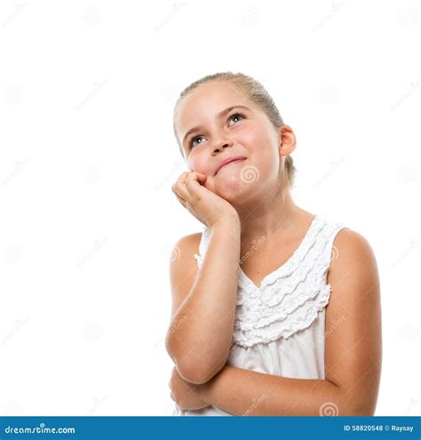 Little Girl Thinking Stock Photo Image Of Open Model 58820548