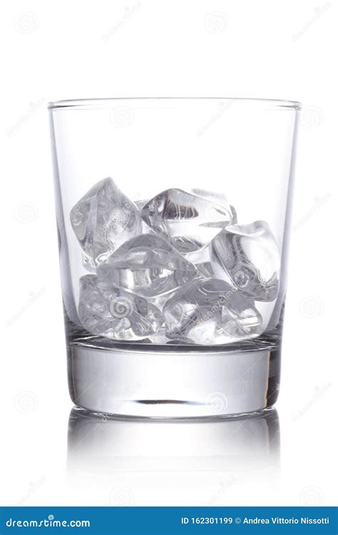 Glass Full Of Ice Cubes Isolated On White Background With Clipping Path