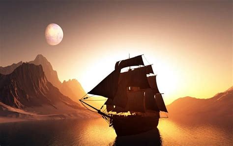 Sailing Sunset Boat Moon Sky Hd Wallpaper Peakpx