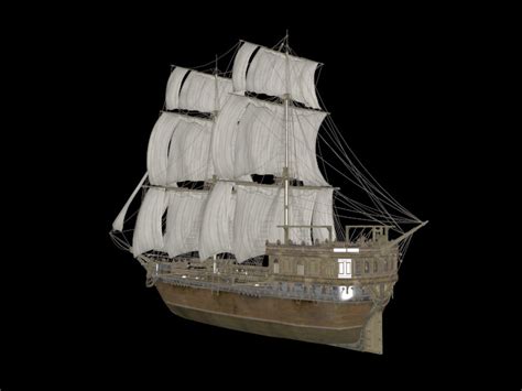 Sailing Warship 3d Model Objectmaya Files Free Download Cadnav