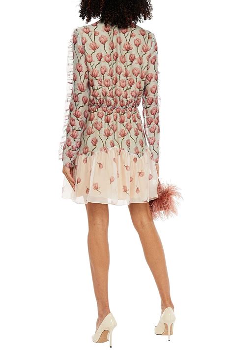 Raquel Diniz Ruffled Floral Print Silk Chiffon Mini Dress The Outnet