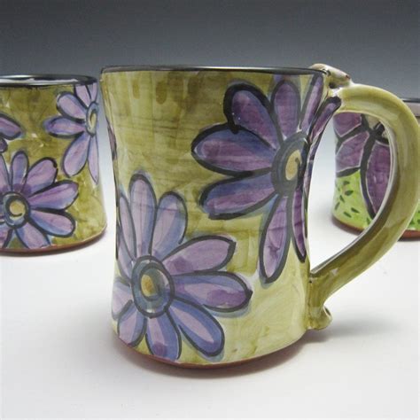 Medium Ceramic Coffee Mug Purple Daisy Flower Ceramic Boxes Mugs