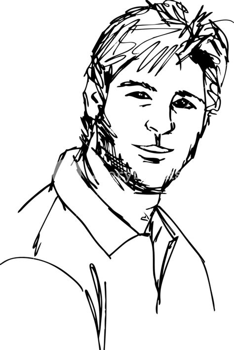 Sketch Of Handsome Man Face Vector Illustration Royalty