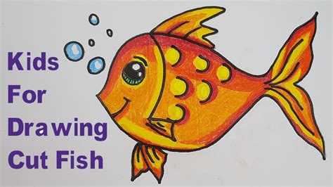 How To Draw A Cartoon Cute Fish For Kids Step By Step Very Easy
