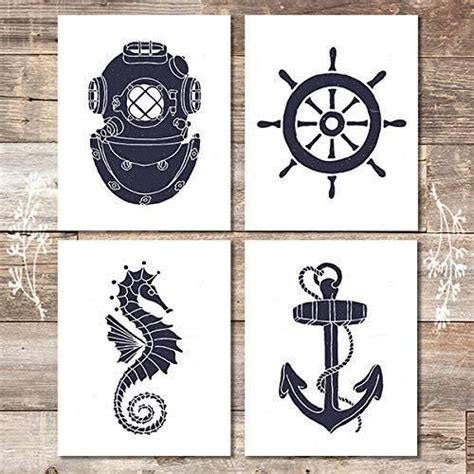 vintage nautical art prints set of 4 unframed 8x10s dream big printables nautical art