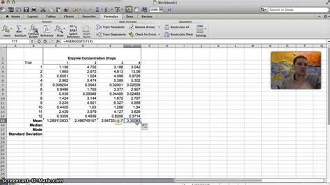 Calculating Mean Median Mode And Standard Deviation In Excel Youtube