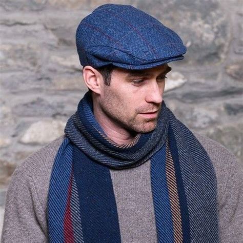 Blue Irish Wool Tweed Flat Cap By Mucros Weavers