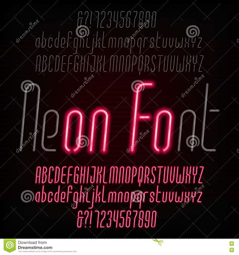 Red Neon Typeface Modern Oblique Alphabet Vector Illustration