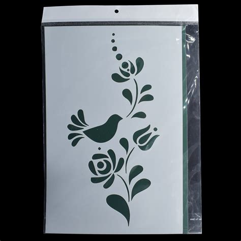 Justkraft Craft Stencil Plastic Size A4 Flower Bird Design