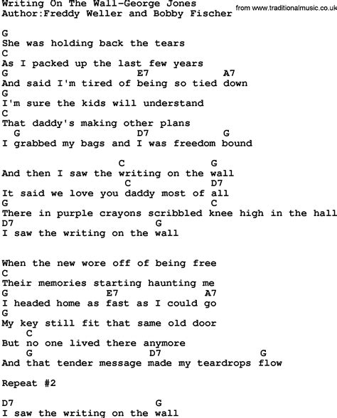 Country Musicwriting On The Wall George Jones Lyrics And Chords