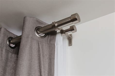 Umbra Cappa Brushed Nickel Double Curtain Rod Set For Window Drapery