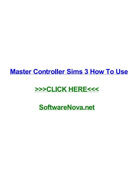 Master Controller Sims 3 How To Use By Ericlbij Issuu