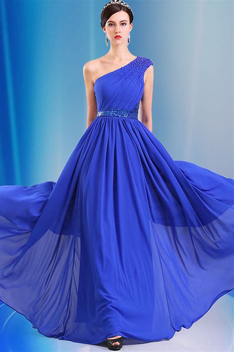 One Shoulder Chiffon Long Royal Blue Simple Prom Dresses ED Simple Prom Dress Gowns