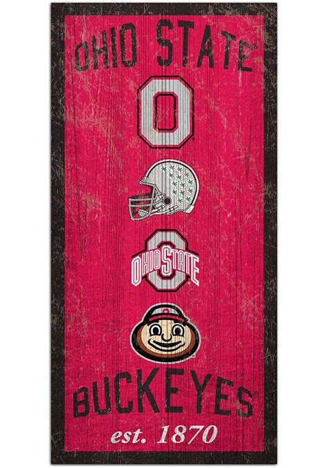 Ohio State Buckeyes 6x12 Heritage Logos Sign Red