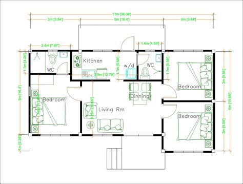 Floor Plan Design 11x6 Meters 36x20 Feet 3 Beds Pro Home Decorz