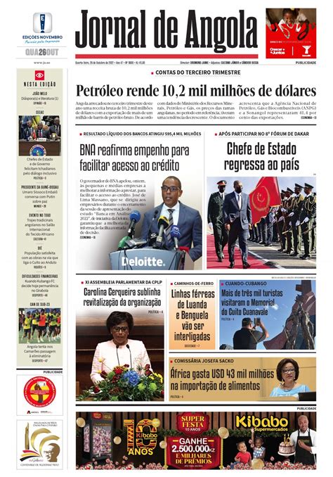 Jornal De Angola Quarta 26 De Outubro De 2022