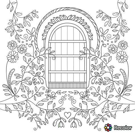 Garden Gate Coloring Page For Adults Coloring Books Coloring Pages Garden Coloring Pages